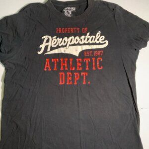 Y2K Aeropostale Men XL‎ Black Property of Aeropostale Athletic Dept Est 87 Shirt